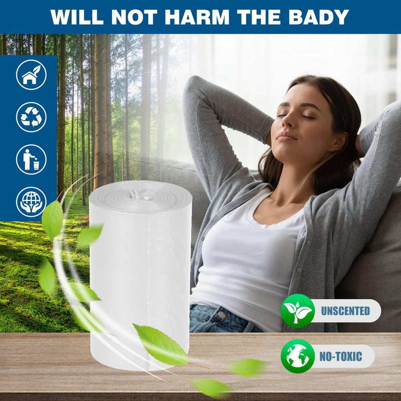 Charmount أكياس قمامة من شارماونت بسعة 8 جالون، عدد 50 أكياس قمامة متوسطة الحجم وبطانات لصناديق القمامة للحمام والمطبخ والمكتب، شفافة وغير معطرة - Image 3